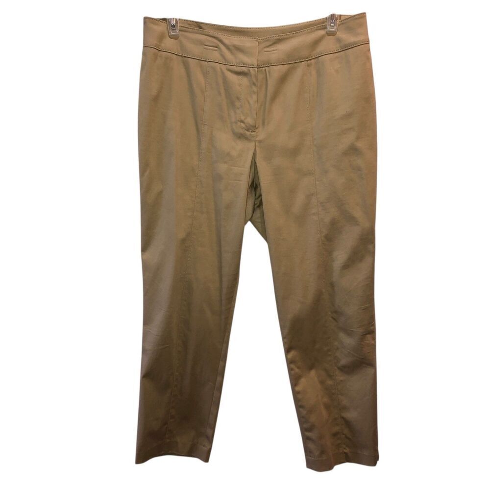 Investments Womens Size 14 Beige Stretch Flat Front Straight Leg Pants Trousers